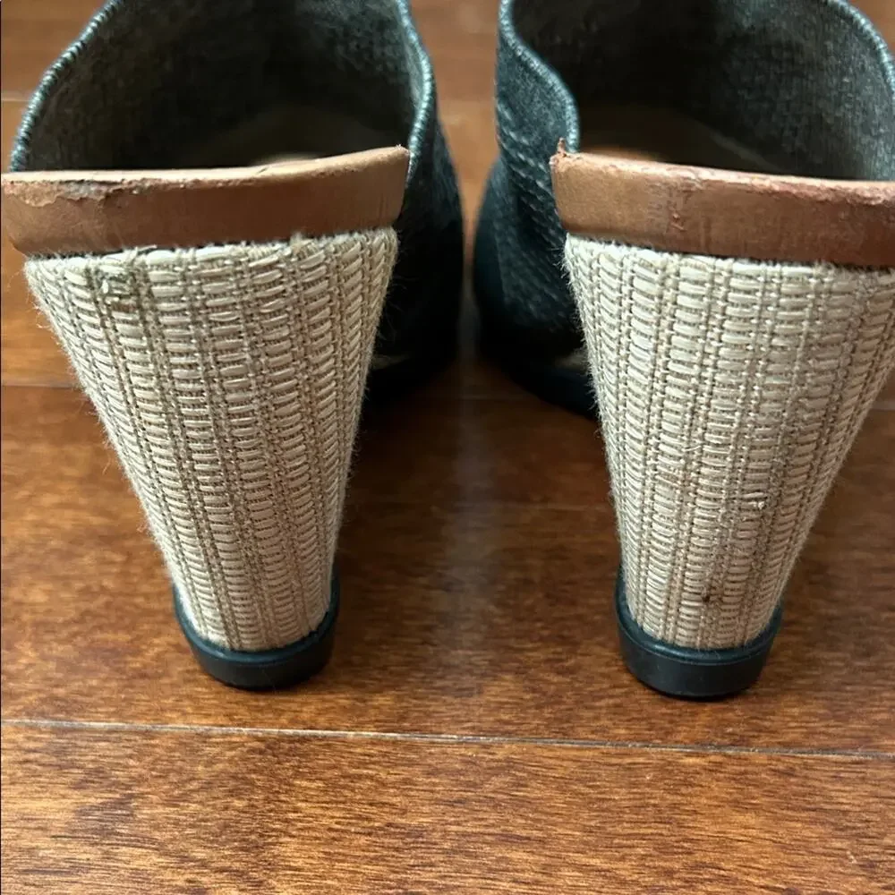 Usaflex Women's Gray Knit Wedge Slide Sandals, Size 8